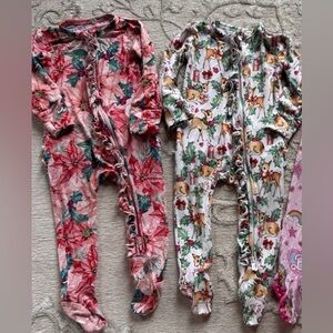 Posh Peanut 3-6 months Footie Pajamas Lot. Christmas Poinsettias and Deer